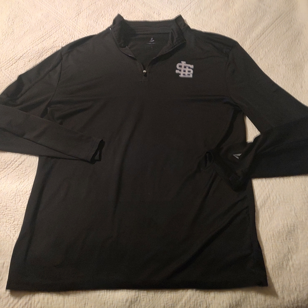 Black Long Sleeve Tee with Collar and Logo ST LOUIS